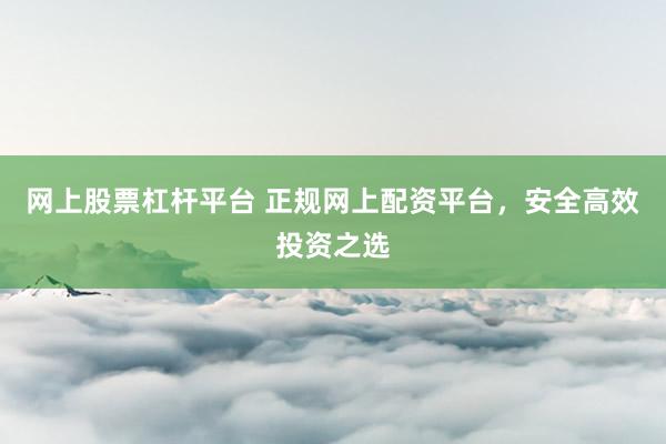 网上股票杠杆平台 正规网上配资平台，安全高效投资之选