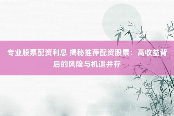 专业股票配资利息 揭秘推荐配资股票：高收益背后的风险与机遇并存