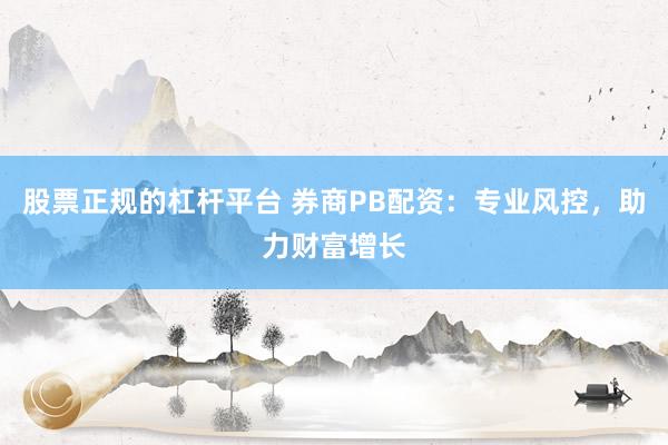 股票正规的杠杆平台 券商PB配资：专业风控，助力财富增长