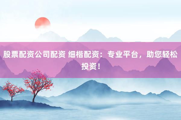股票配资公司配资 细楷配资：专业平台，助您轻松投资！
