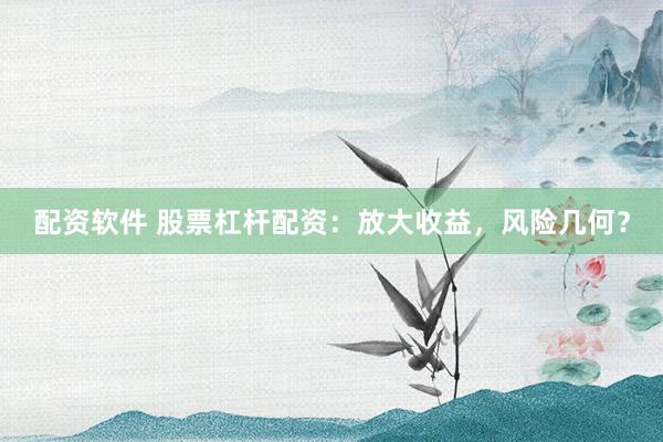 配资软件 股票杠杆配资：放大收益，风险几何？
