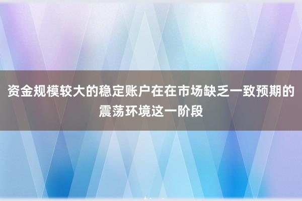 资金规模较大的稳定账户在在市场缺乏一致预期的震荡环境这一阶段