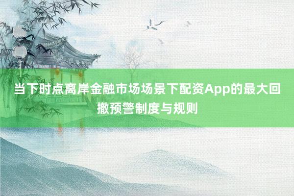 当下时点离岸金融市场场景下配资App的最大回撤预警制度与规则