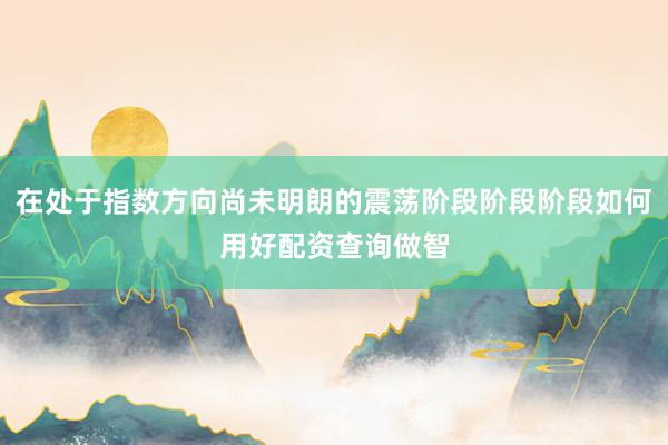 在处于指数方向尚未明朗的震荡阶段阶段阶段如何用好配资查询做智