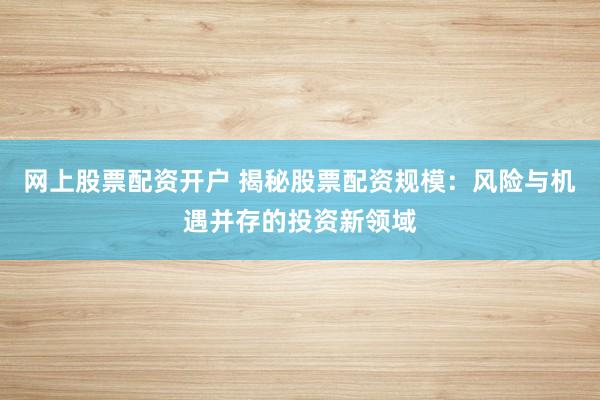 网上股票配资开户 揭秘股票配资规模：风险与机遇并存的投资新领域