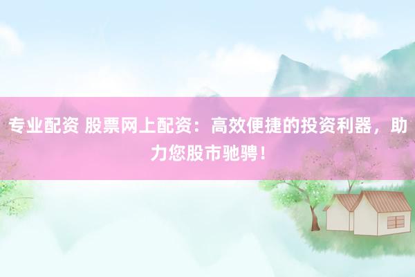 专业配资 股票网上配资：高效便捷的投资利器，助力您股市驰骋！