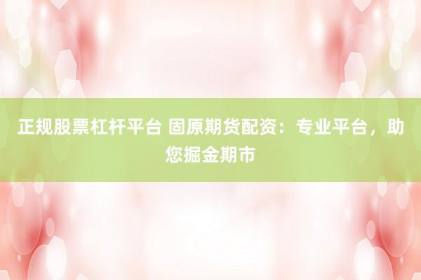 正规股票杠杆平台 固原期货配资：专业平台，助您掘金期市