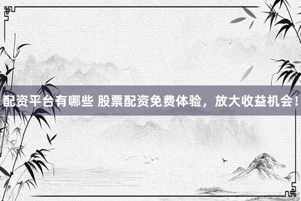 配资平台有哪些 股票配资免费体验，放大收益机会！