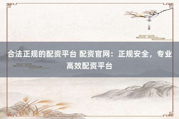 合法正规的配资平台 配资官网：正规安全，专业高效配资平台