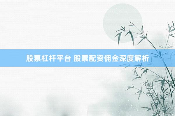 股票杠杆平台 股票配资佣金深度解析
